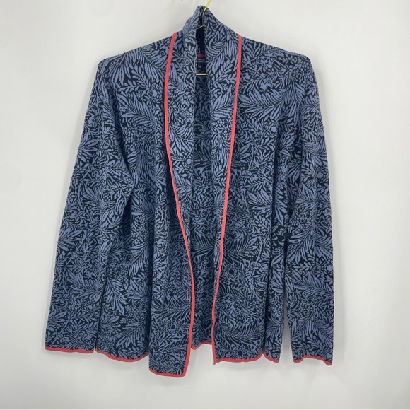 The Metropolitan Museum of Art Cotton Blue Red Floral Cardigan Sz XL - Picture 1 of 7